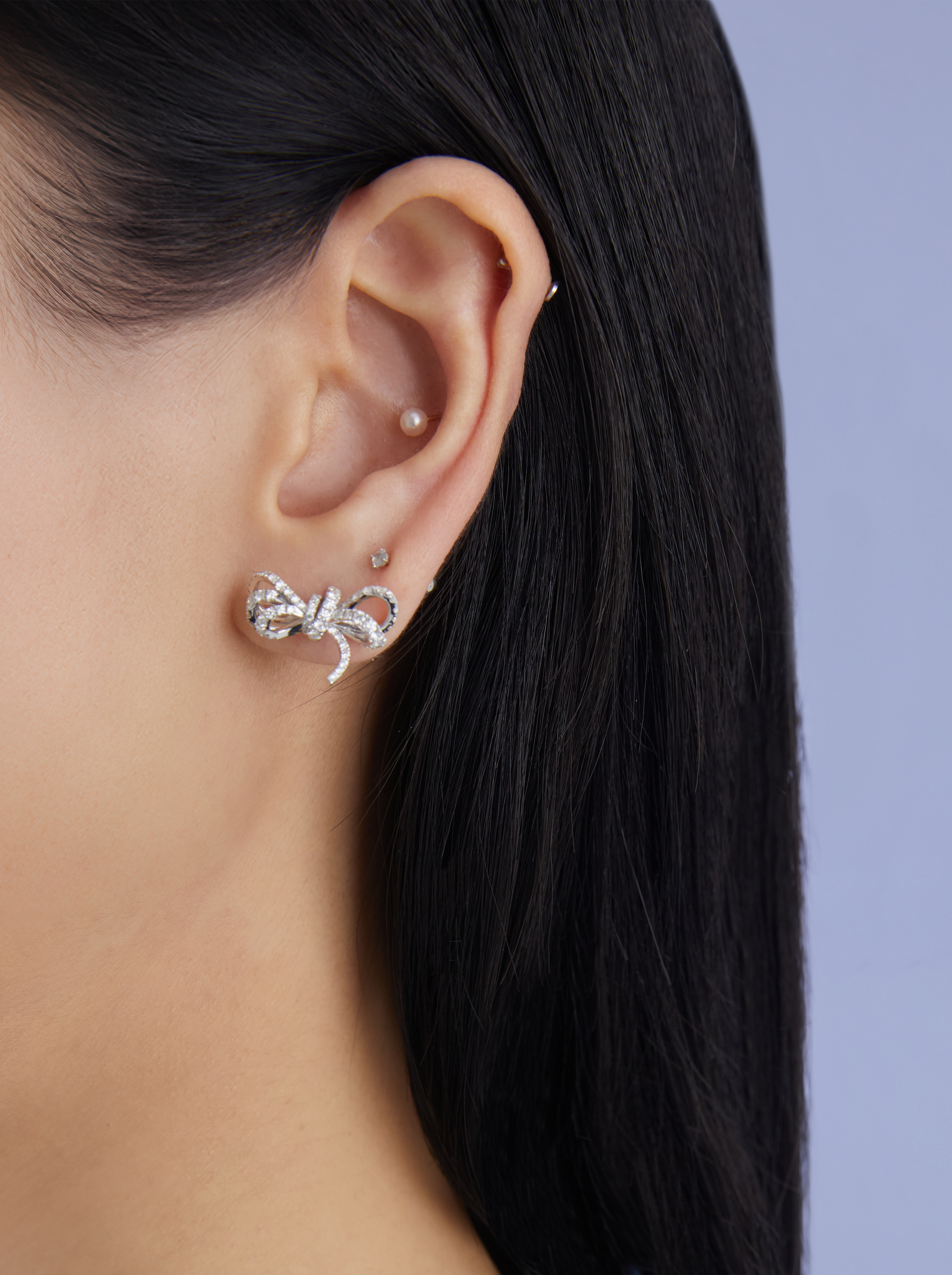 蝴蝶結鑲鑽耳環