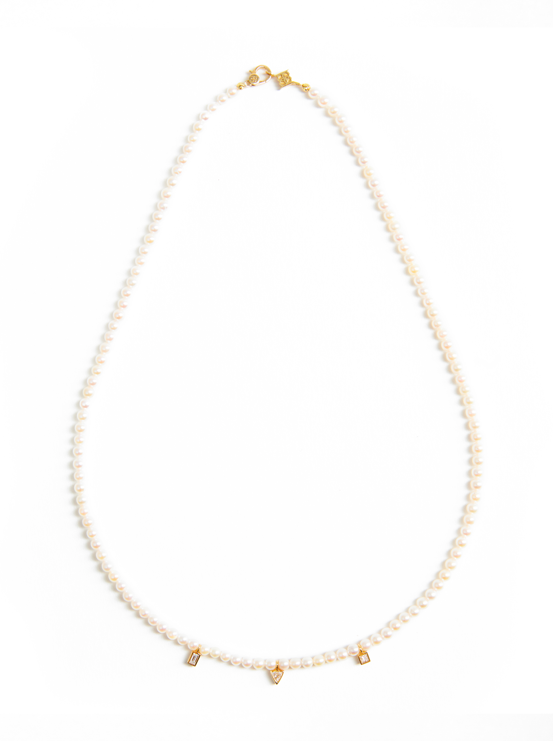 AKOYA 幾何包鑲小鑽珍珠項鏈