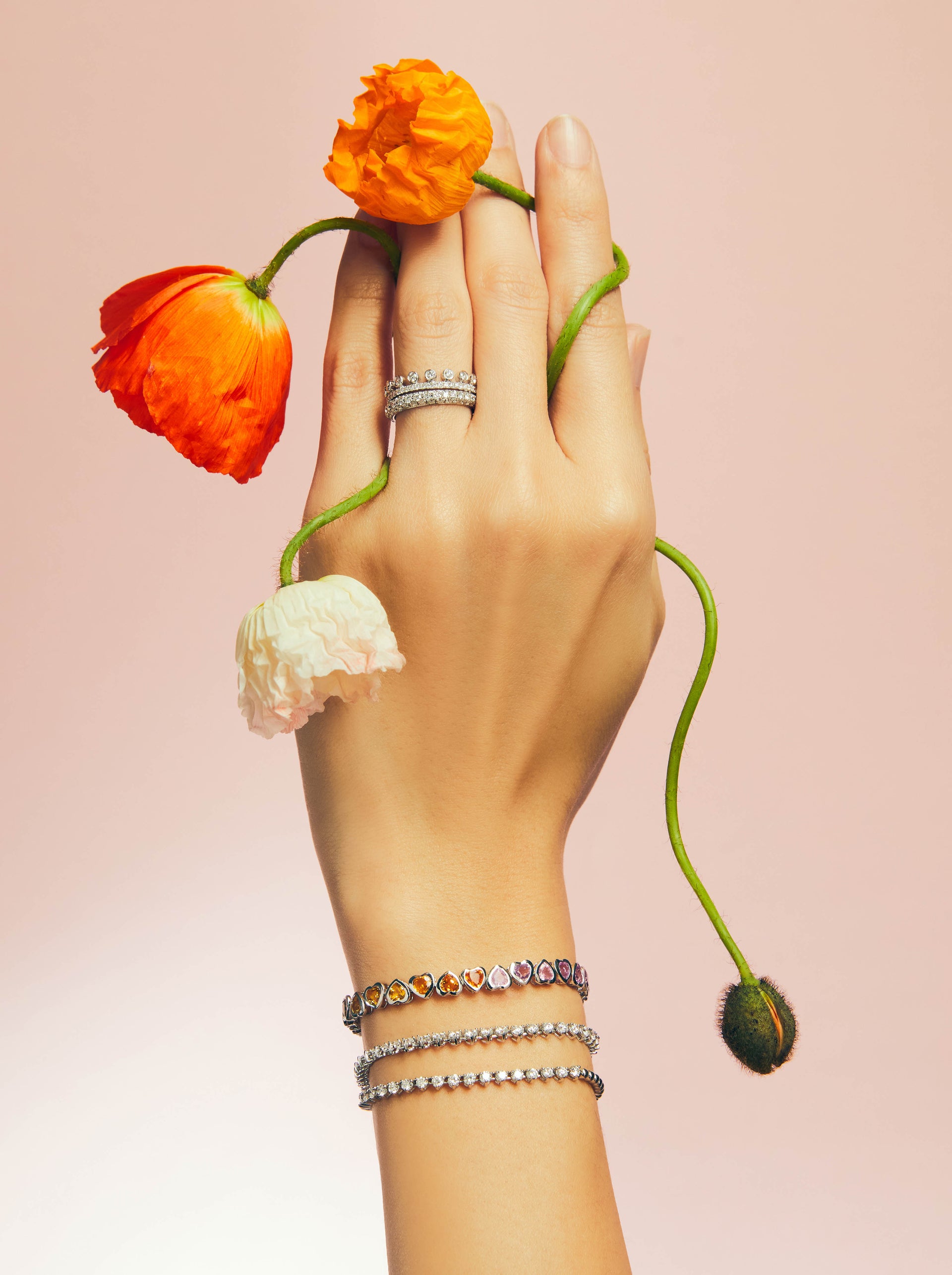 心型包鑲彩鑽手鏈